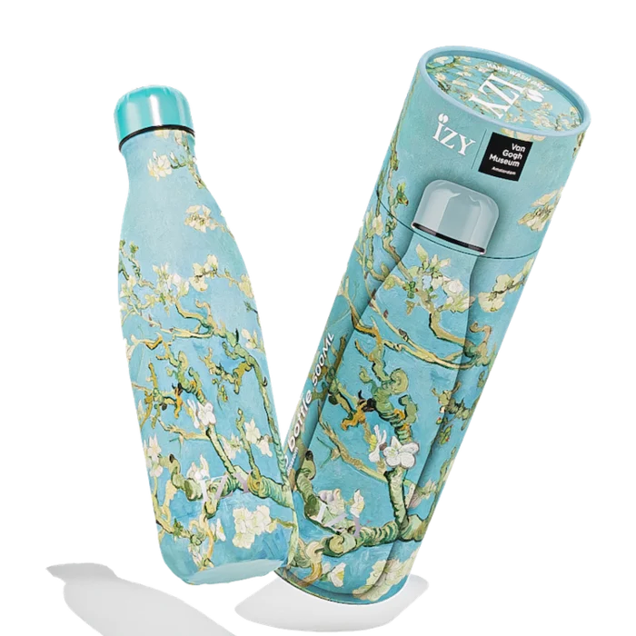 Sticlă termică IZY – Almond Blossom de Van Gogh | 500ml Sticlă de apă izolată | Cald și Rece