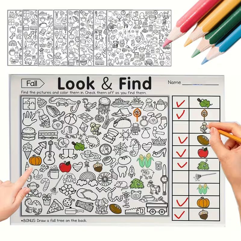 Such & Find Aktivitätsbuch für Kinder – Such- & Malspiel | Konzentration, Kreativität & Gehirntraining