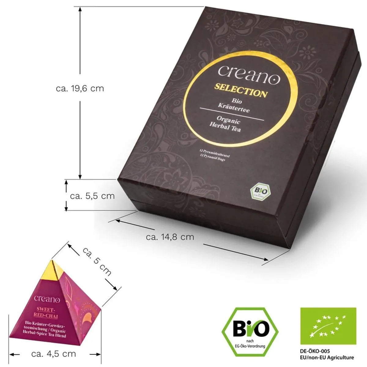 Bio-Kräutertee-Pyramiden-Geschenkset – 18 Premium-Pyramidenbeutel | Natürliche & Bio-Mischungen