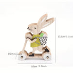 Osterhase Fahrraddekorationen – Set aus 2 | Holz-Frühlingsornamente | Tisch- & Regal-Deko