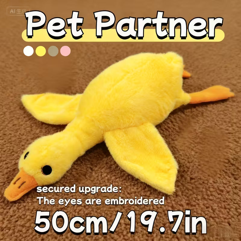 Large Plush Duck Dog Toy â€“ 50cm Soft & Cuddly Companion | Medium & Large Dogs | Yellow & Grey