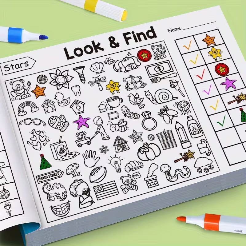 Such & Find Aktivitätsbuch für Kinder – Such- & Malspiel | Konzentration, Kreativität & Gehirntraining