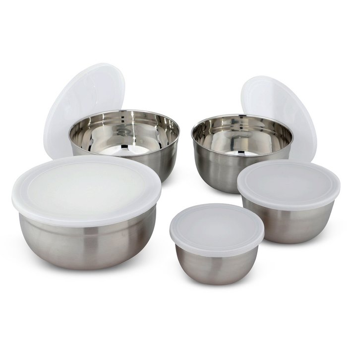 Stainless Steel Kitchen Bowl Set â€“ 5 Pieces with Lid | Mixing, Prep & Storage Bowls