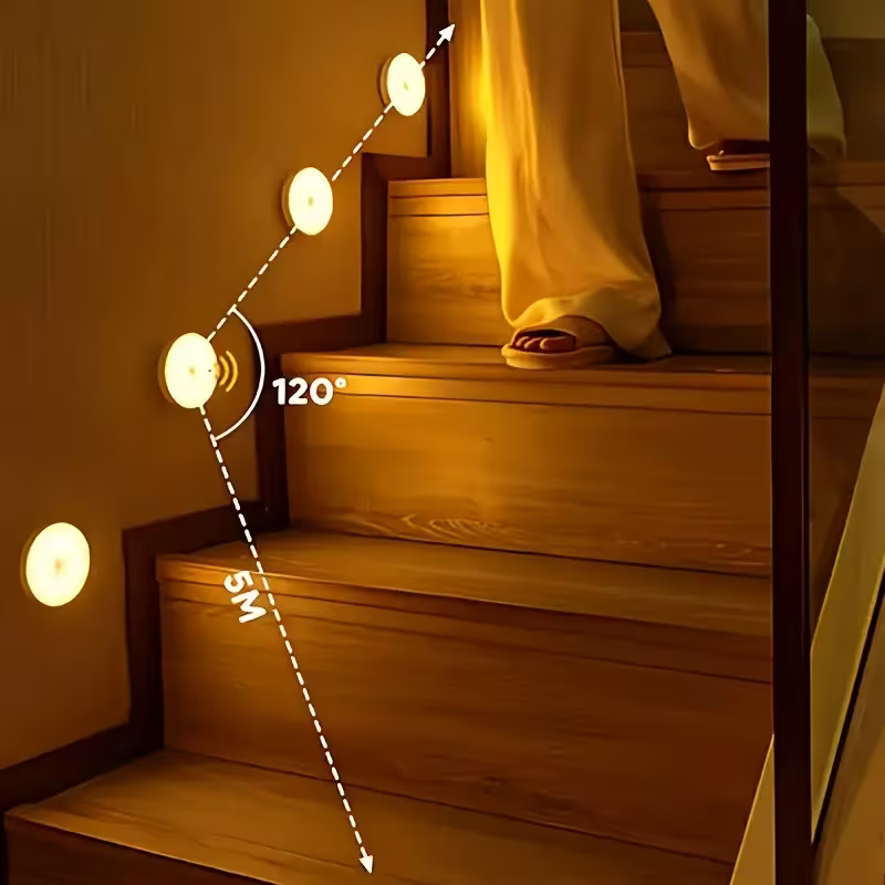 Bewegungsmelder-Nachtlicht – Warmes automatisches Licht für Treppen & Flure | Packung mit 2