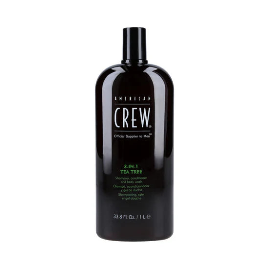 American Crew 3-in-1 Teebaum Shampoo, Conditioner & Duschgel 1000ml – Tägliche Herrenpflege