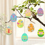 Holz-Ostereier-Ornamente – 10 Eier + 10 Schnüre | DIY-Hängedekoration | Ostern & Frühling