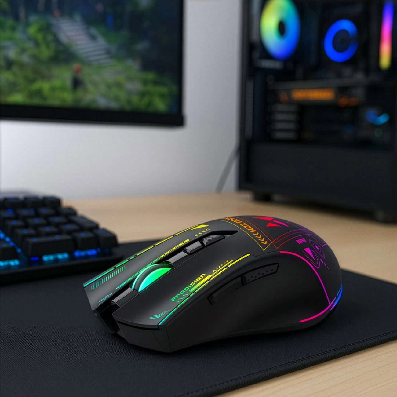 Wozinsky WMGB-3200 Kabellose Gaming-Maus – 3200 DPI, RGB-Beleuchtung & Wiederaufladbarer Akku | Schwarz