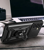 Hybrid Armor Camshield Hülle für Samsung Galaxy S26 Plus – Stoßfestigkeit, Kickstand & Kameraschutz | Schwarz