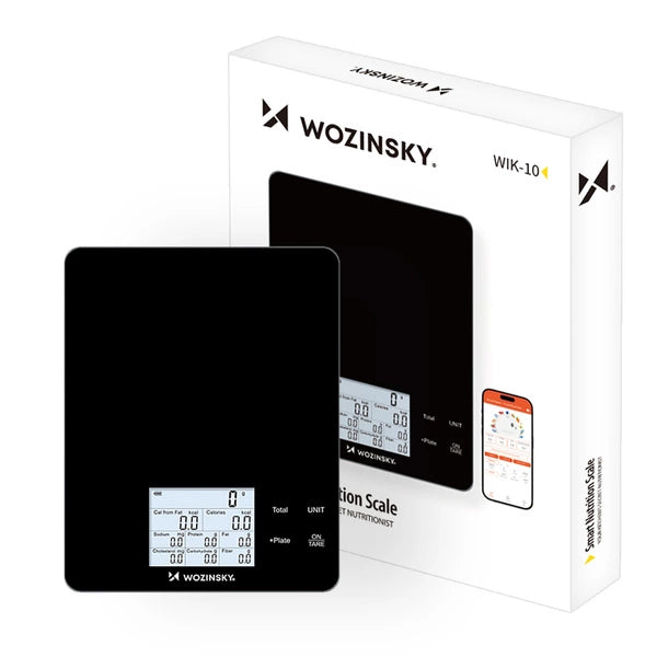 Wozinsky WIK-10 Smarte Küchenwaage – Bluetooth-App, 10kg, Kalorien- & Makro-Tracking | Schwarz