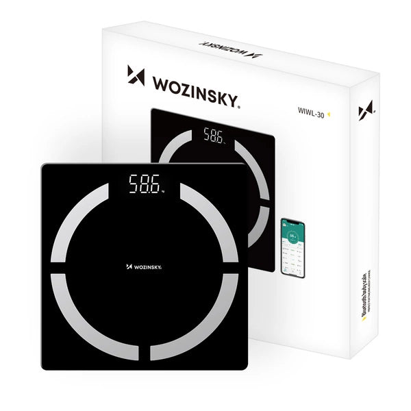Wozinsky WIWL-30 Smarte Bluetooth-Badewannenskala – App-Synchronisation, Fortschrittsverfolgung | Schwarz