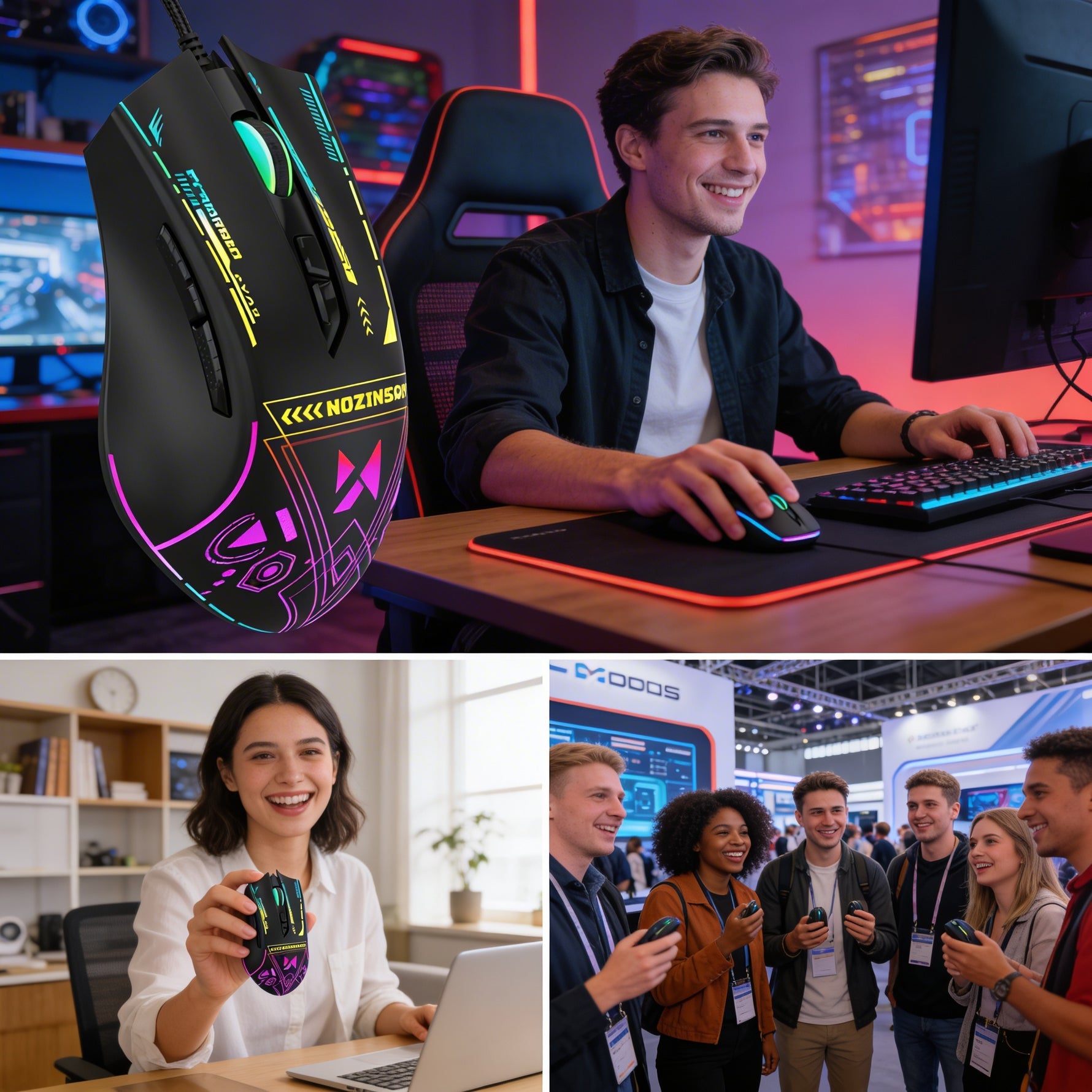 Wozinsky WMGB-3200 Kabellose Gaming-Maus – 3200 DPI, RGB-Beleuchtung & Wiederaufladbarer Akku | Schwarz