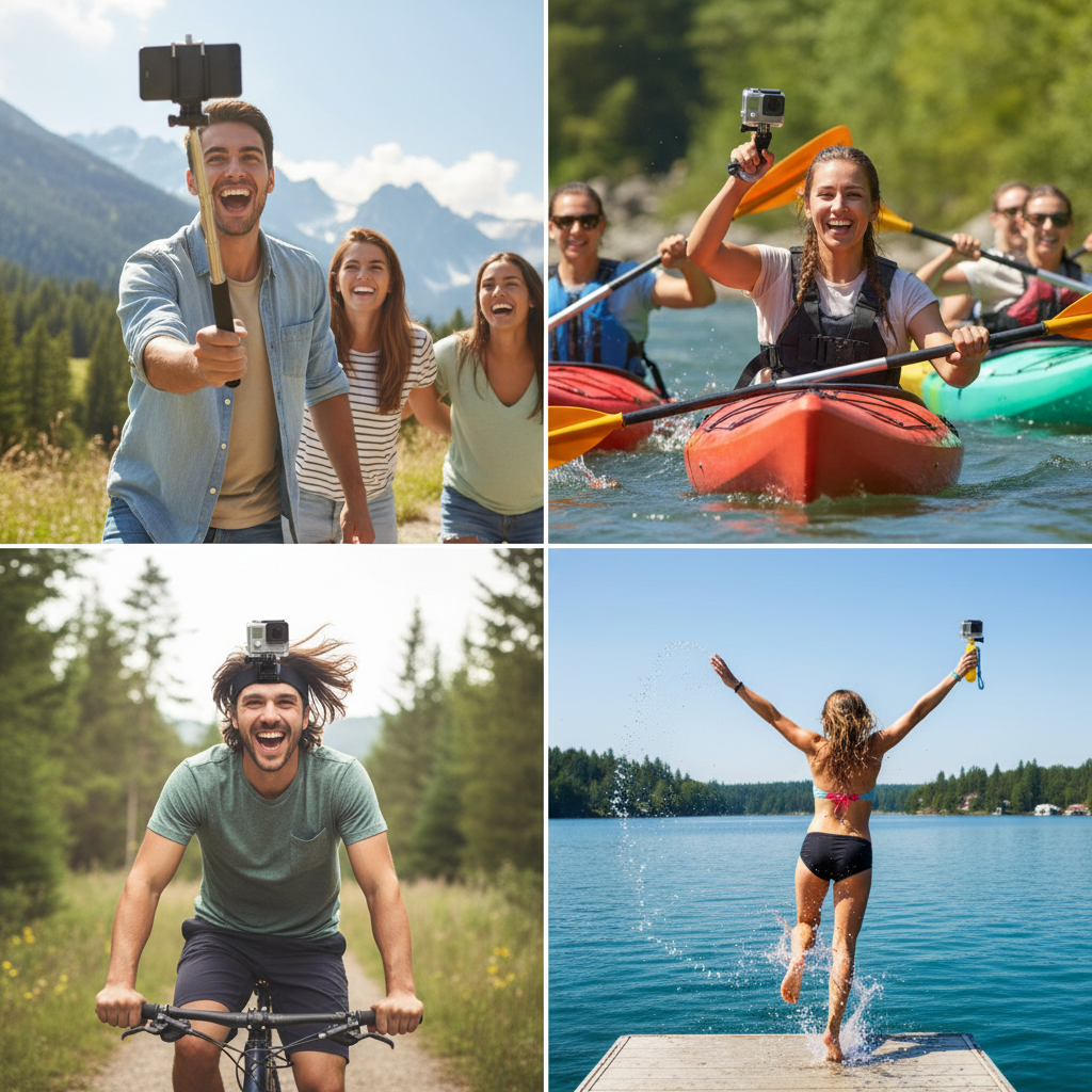 9-in-1 Zubehör-Set für GoPro HERO 1, 2, 3, 3+, 4 – Brustgurt, Kopfhalterung, Selfie-Stick & mehr
