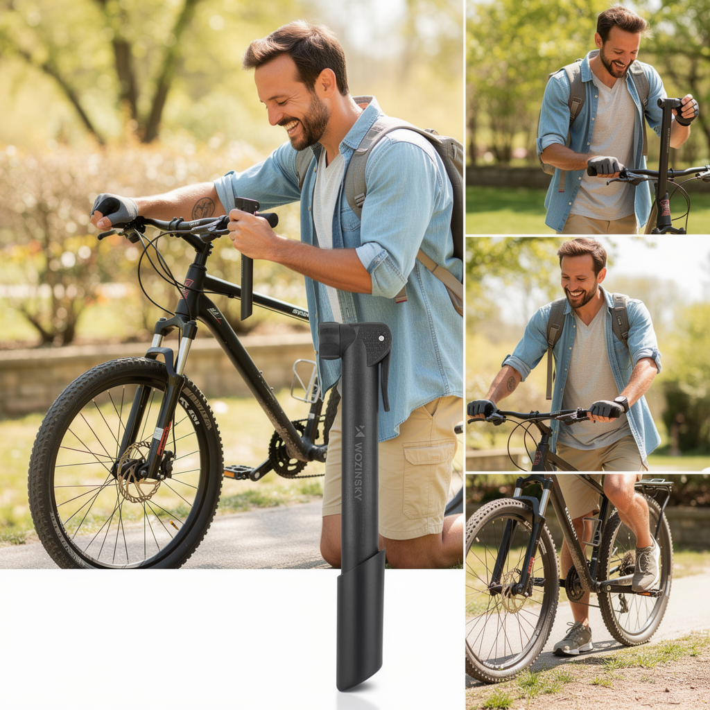 Wozinsky WPR-01 Tragbare Fahrradpumpe – Kompakte Rahmenhalterung | Straße & MTB | Schwarz