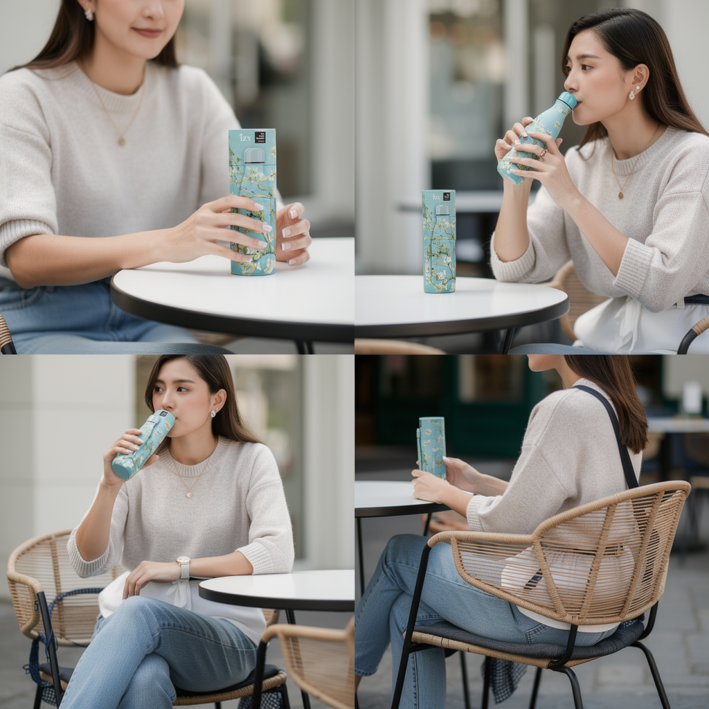 Sticlă termică IZY – Almond Blossom de Van Gogh | 500ml Sticlă de apă izolată | Cald și Rece
